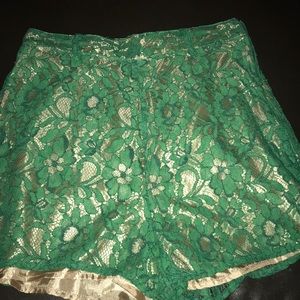 Green Lace Shorts